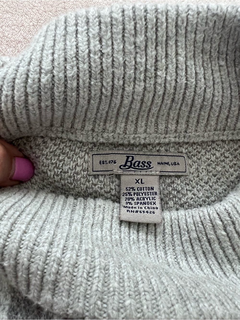 Bass Women’s XL Gray Penguin Fair Isle Mock Neck Sweater Winter Holiday Knit - Picture 8 of 8